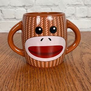 Sock Monkey Coffee Mug EUC 2 handles So Cute!